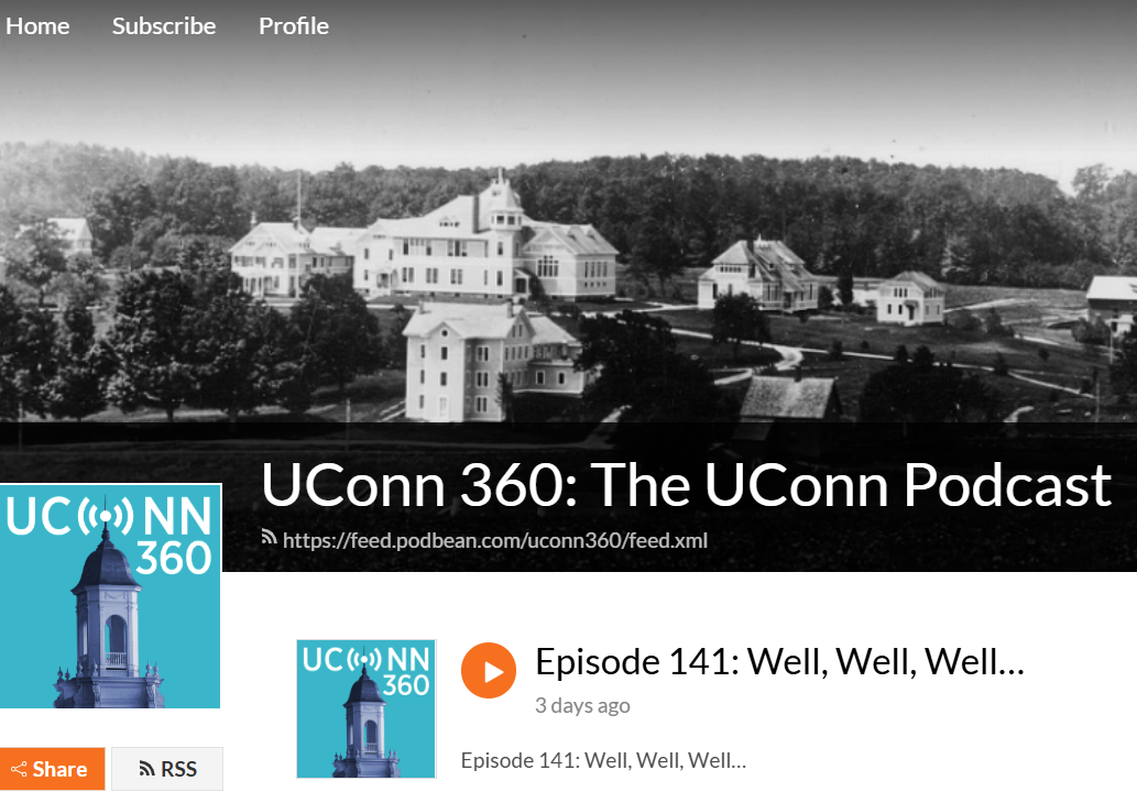 Black and white photo of UConn's campus 