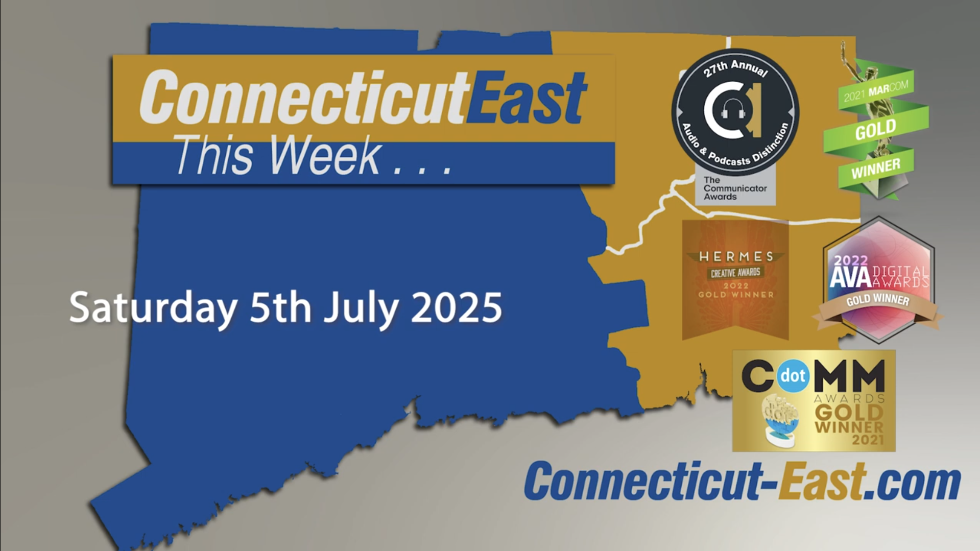 Connecticut East logo. Outline of Connecticut with Tolland, Windham and New London counties highlighted.